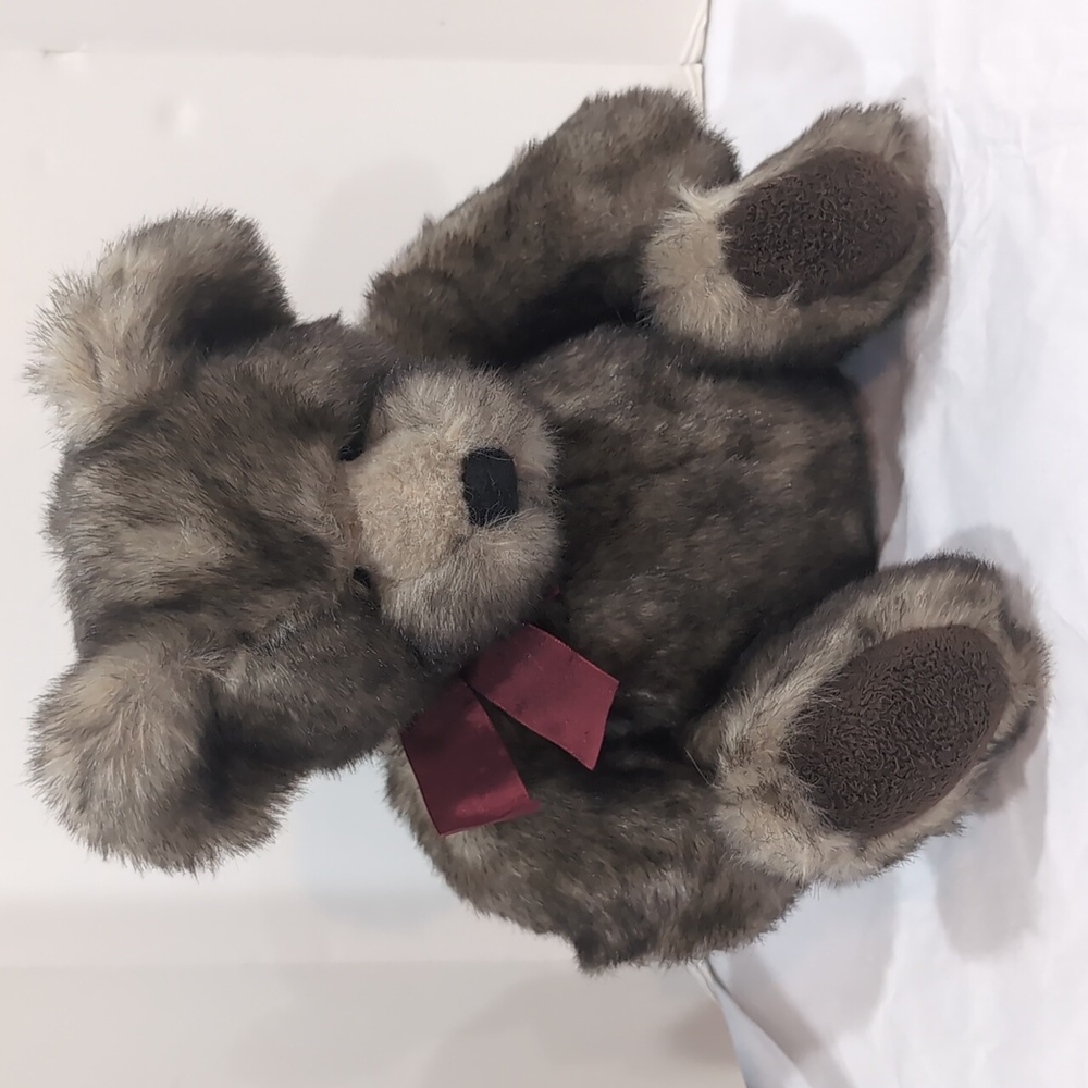 Bombay Company Teddy Bear "Danny" Faux Mink Burgundy Bow
